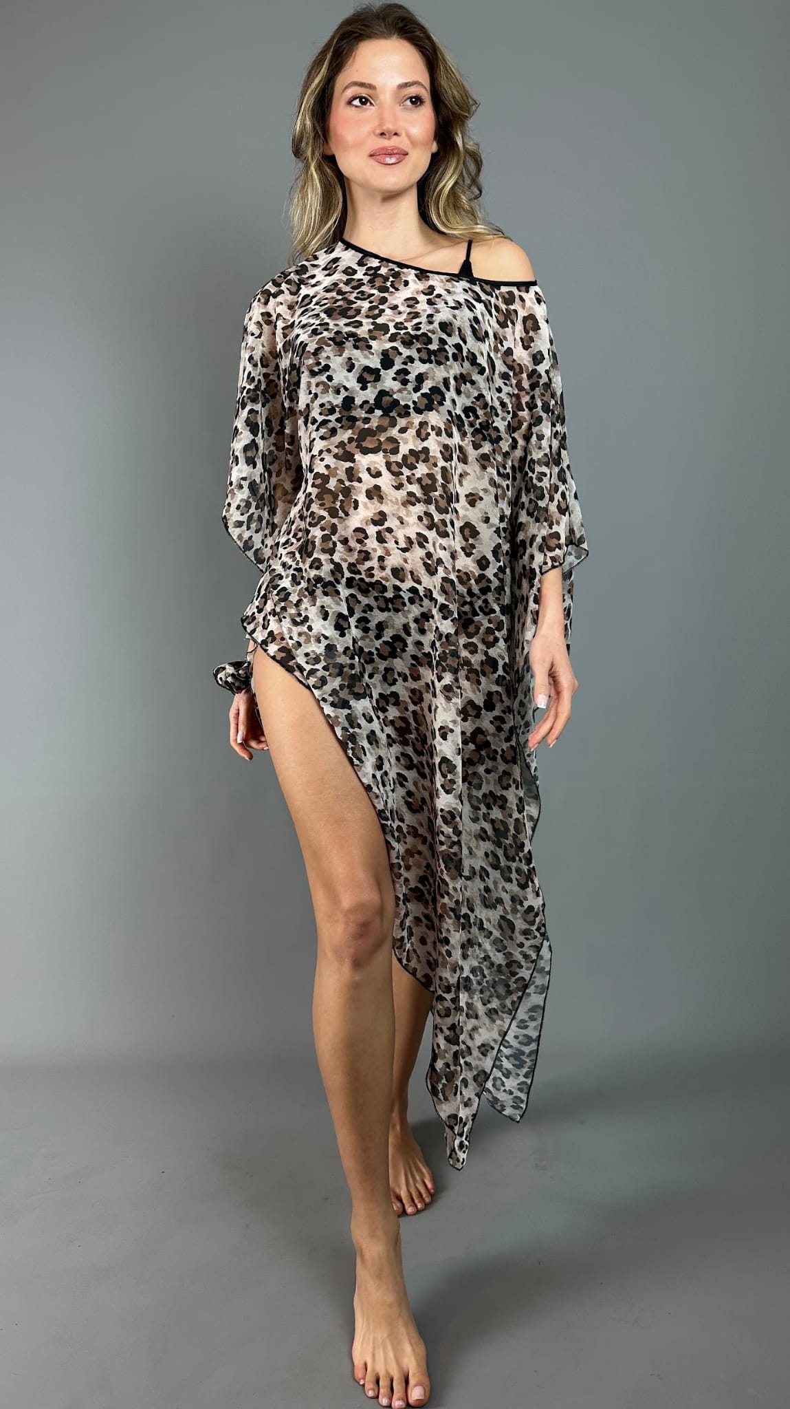 Leopard Print Chiffon Beach Pareo Dress