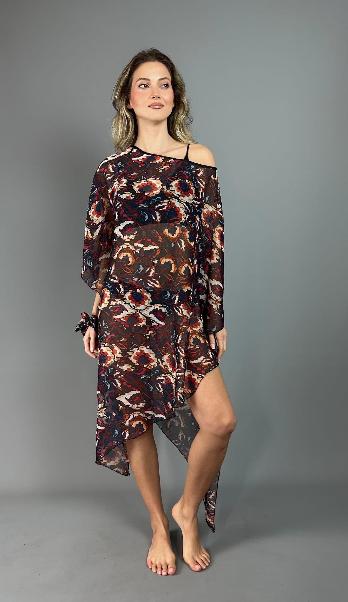 Floral Print Chiffon Beach Pareo Dress