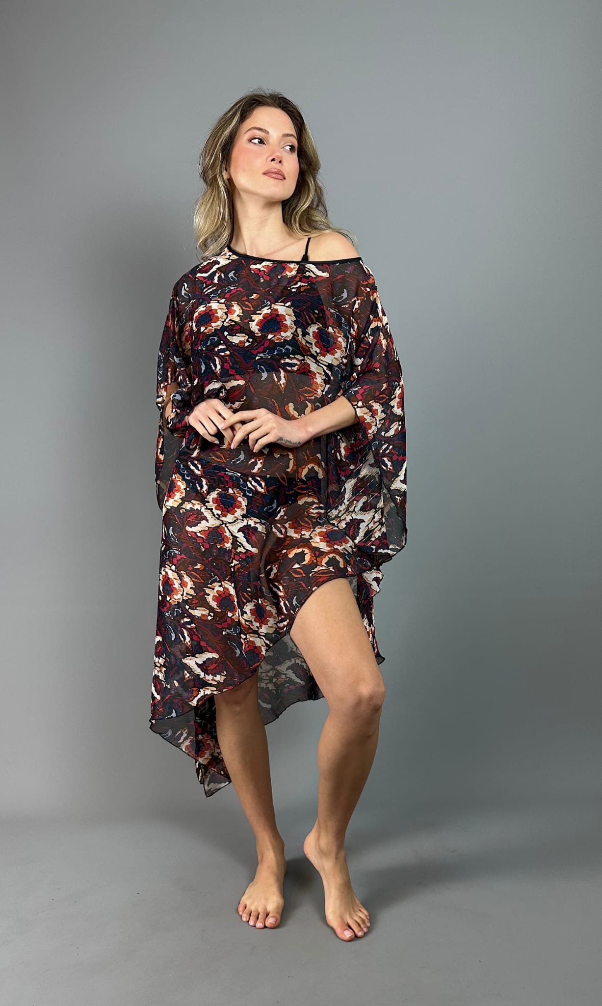 Floral Print Chiffon Beach Pareo Dress